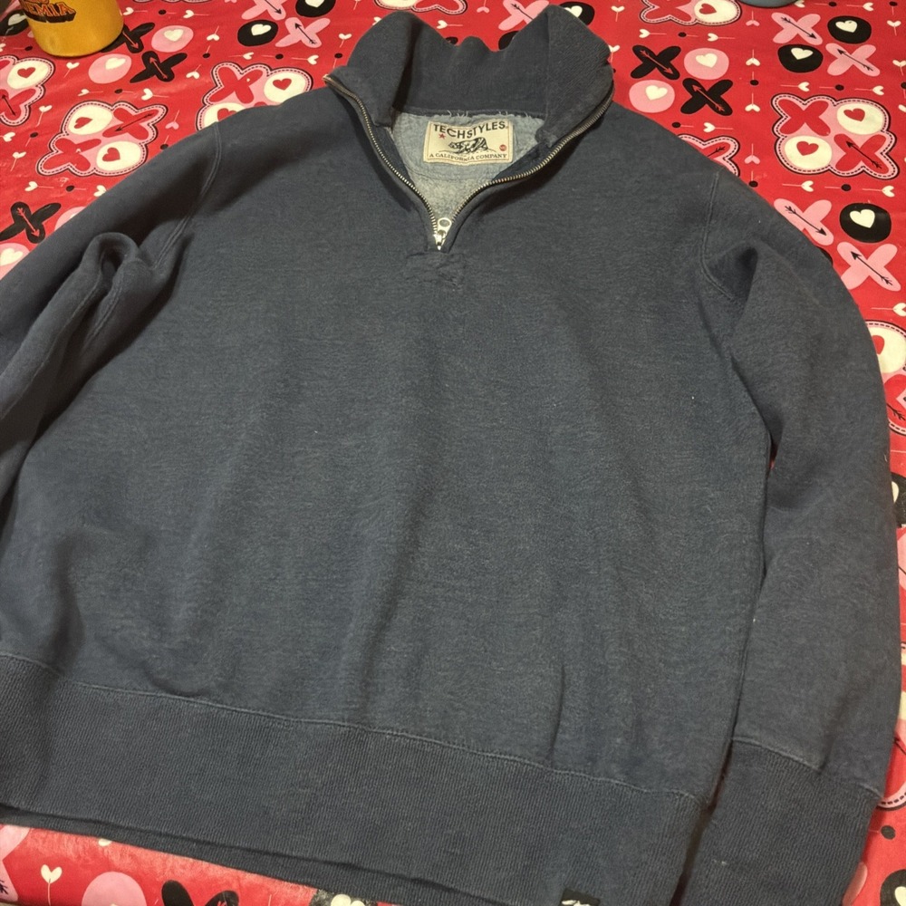 Techstyles Quarter Zip Blue Heavyweight Sweater Size Medium